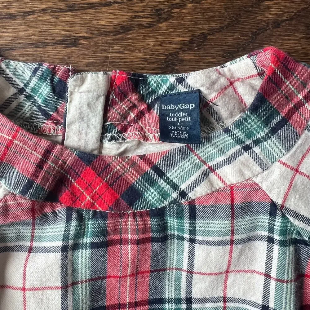 Baby Gap Toddler Girl's Lined 100% Cotton Holiday Plaid Zipper Dress Tunic -4